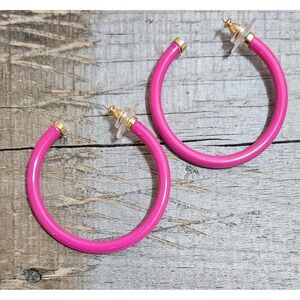 VINTAGE Pink Hoop Earrings Trendy Statement Earrings Fun‎ Fashion Jewelry 1980S
